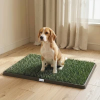 PawHut Dog Grass Pee Pad with Tray, Dog Toilet Tray with 2 Artificial Grass Mats, Portable Puppy Training Toilet(m-10)
