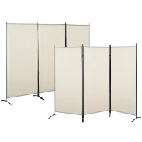 HOMCOM Lot de 2 paravents 3 panneaux dim. 2,53L x 0,5l x 1,82H m Store latéral Brise-Vue paravent sur Pied séparateur métal(m-12)