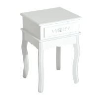HOMCOM Mesita de Noche con 1 Cajón Mesa Auxiliar de Madera para Dormitorio Salón Estilo Moderno 40x35x60 cm Blanco(m-11)