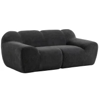 HOMCOM Canapé 2 places en chenille sans structure, assise large, accoudoirs larges, 174x91x61cm, Gris foncé(m-1)
