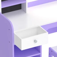 AIYAPLAY Tocador de Maquillaje Niña con Espejo de LED de 2 Colores Taburete 2 Soportes para Joyas Cajón 2 Compartimentos Morado(m-7)