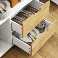 HOMCOM Keukenwagen, verrijdbaar keuken-eiland, keukentrolley met vakken, kast en werkblad, wit(m-9)