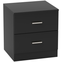 HOMCOM Mesita de Noche Moderna Mesilla de Noche Dormitorio con 2 Cajones para Salón Dormitorio 45x39,5x49 cm Negro