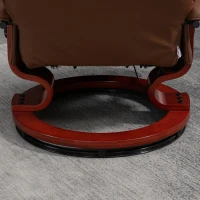 HOMCOM Relaxfauteuil met Voetensteun, 145° Verstelbare Rugleuning, 360° Draaibaar, Kunstleer, Houten Onderstel, tot 120 kg, Bruin(m-9)