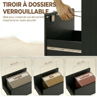 HOMCOM Bureau d'ordinateur avec bibliothèque 4 compartiments et tiroir verrouillable, 126 x 50 x 109 cm, noir(m-5)