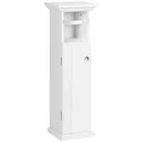 kleankin Meuble de salle de bain support papier toilette avec placard et sortie papier en bois blanc(m-1)