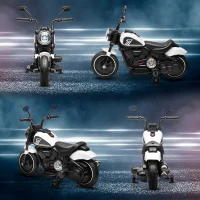 HOMCOM Elektrische Kinder Motorfiets met LED-Koplamp, Afneembare Zijwieltjes, Comfortabele Zitting, Rood/Zwart(m-8)