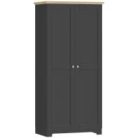 HOMCOM Kitchen Cupboard, 172cm Freestanding Storage Cabinet with Doors and Shelves, Black(m-11)