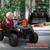 AIYAPLAY 24V 2 Seater Kids Electric Car with Remote Control, Suspension System,  Slow Start, 3 Speeds, for 3-8 Years, Black(m-5)