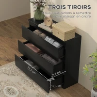 HOMCOM Commode 3 tiroirs, Meuble de rangement épuré pour chambre, intérieur, 80l x 39P x 73H cm(m-5)