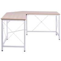 HOMCOM Escritorio Esquinero Moderno con Marco de Acero Carga 70 kg para Oficina Hogar Estudio 150x150x76 cm Roble(m-11)