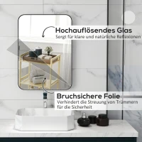 HOMCOM Badkamerspiegel wandspiegel met splinterfolie metalen frame badkamer 50 x 70 cm zwart(m-6)