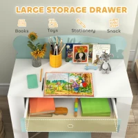 AIYAPLAY Kids Desk and Chair Set with Drawer for Drawing, Reading, Bear Theme Children Furniture for Bedroom, Daycare, Green(m-5)