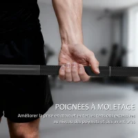 SPORTNOW Barre Olympique de 50 mm en Acier Finition Mate avec Prise Moletée et Manchons Longs, Charge 200 kg, Ø5 x 180 cm, Noir(m-5)