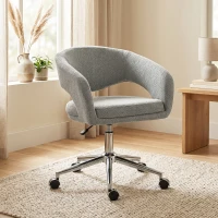 HOMCOM Chaise Bureau Ergonomique, Fauteuil de Bureau en Chenille avec Hauteur Réglable, Dossier Incurvé, Gris(m-15)