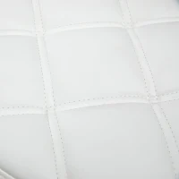 HOMCOM Sgabello Girevole Rotondo con Ruote, Altezza Regolabile e Rivestimento in Finta Pelle, Bianco(m-9)