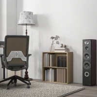 HOMCOM Bibliothèque étagère de rangement avec 2 compartiments et étagère réglable, 60 x 24 x 63 cm, effet bois naturel(m-2)