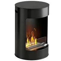 HOMCOM Bio-ethanol haard, vrijstaand, binnen-ethanolhaard, staal, roestvrij staal, glas, zwart(m-10)