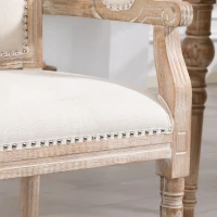 HOMCOM Eetkamerstoel in Franse Landelijke Stijl, Decoratieve Nagels, Rubberhout, Crème, 54,5 x 59 x 96 cm(m-12)