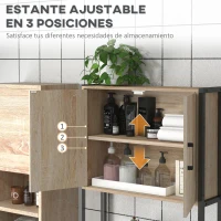 kleankin Mueble sobre Inodoro con 2 Puertas Estante Ajustable Estante Abierto para Espacio Pequeño 64x19x178 cm Natural(m-6)