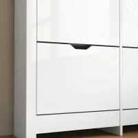 HOMCOM Smalle Schoenenkast met 4 Klapvakken voor 8–16 Paar Schoenen, 105 x 26 x 80 cm, Wit + Natuurlijk hout(m-12)
