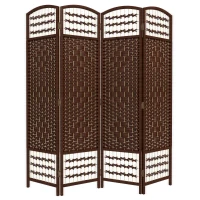 HOMCOM Paravent intérieur en bois séparateur de pièce cloison pliable 4 panneaux 160 x 170 cm marron(m-12)