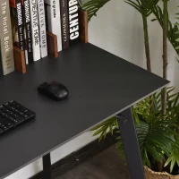 HOMCOM Small Computer Desk with Monitor Stand, Drawer and Storage Compartments, Home Office Desk for Small Spaces, Study Table, Black(m-9)