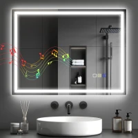 HOMCOM 60 x 80 cm Anti-Fog LED Bathroom Mirror, with Bluetooth - Silver Tone(m-11)