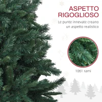 HOMCOM Albero di Natale Artificiale 180cm con 1061 Rami e Base in Metallo, Verde(m-4)