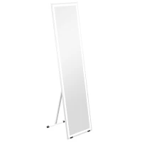 HOMCOM Standing Dressing Mirror with LED Lights, Wall Dressing Mirror for Bedroom with Dimmable and 3 Colour Lighting, White(m-1)