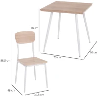 HOMCOM 3-delige eetset zitgroep eettafelset houten tafel MDF + metaal natuurlijke houtnerf + wit met 1 tafel + 2 stoelen | Aosom.de(m-3)