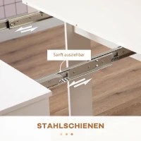 HOMCOM Eettafel, inklaptafel, uitschuifbare keukentafel, eetkamertafel, spaanplaat, 60-180 x 85 x 75 cm, Wit(m-7)
