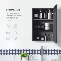 Kleankin Spiegelkast Badkamer Spiegelkast met 3 Lagen voor Badkamer Zwart(m-5)