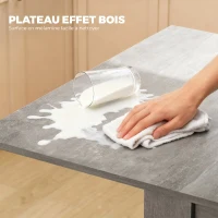 HOMCOM Table à manger extensible rectangle pour 4 à 6 personnes, table de cuisine 70-140 cm, patins en feutre, gris(m-6)