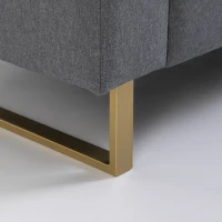 HOMCOM 2-zitsbank stoffen bank hoekbank gestoffeerde bank zitmeubelen kussens armsteun hout metaal lichtgrijs 160 x 82 x 78 cm(m-8)
