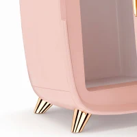 HOMCOM Nevera para Cosméticos Pequeña con 6L Capacidad con Puerta con Espejo y Luces LED Ajustables 24,3x19,4x35,6 cm Rosa(m-8)