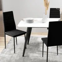 HOMCOM Set van 4 Eetkamerstoelen, Armloos ontwerp, Stofbekleding, Metalen poten, Zwart(m-8)