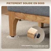 HOMCOM Banc de rangement, coffre de rangement avec couvercle amovible style scandinave, en tissu lin, 110 x 39 x 45 cm, gris(m-6)