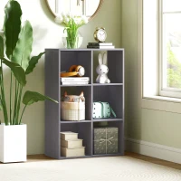 HOMCOM 6-Cube Bookshelf - Grey(m-11)