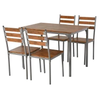 HOMCOM Modern 5-Piece Dining Table Set, Dining Table With 4 Chairs For Compact Dining Room& Kitchen, Brown(m-10)