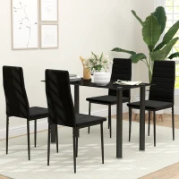 HOMCOM Set van 4 Eetkamerstoelen, Armloos ontwerp, Stofbekleding, Metalen poten, Zwart(m-7)