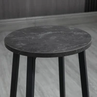 HOMCOM Barset voor 2 personen, 1 tafel met 2 barkrukken, wit marmeren blad, stalen frame(m-9)