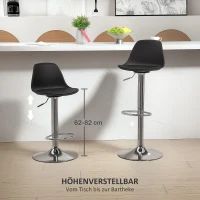 HOMCOM 2-delige Set Barkrukken, Barstoelen met Leuning, In Hoogte Verstelbaar, Tot 120 kg, 42 x 38 x 82-104 cm, Zwart(m-5)
