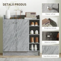 HOMCOM Dulap Modern pentru Pantofi din Lemn cu 4 Rafturi Deschise și Dulap pentru 12 Perechi, 83x30x90 cm, Gri Ciment(m-6)