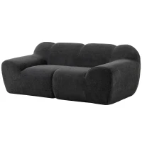 HOMCOM Canapé 2 places en chenille sans structure, assise large, accoudoirs larges, 174x91x61cm, Gris foncé(m-8)