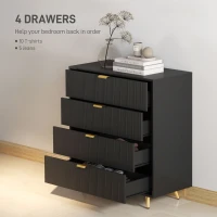 HOMCOM Elegant Four-Drawer Bedside Table - Black(m-4)