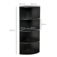 HOMCOM vrijstaande stelling hoekkast boekenkast opbergkast badkamerstelling decoratieve stelling houten stelling 4 vakken(m-3)