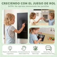AIYAPLAY Cocina Infantil de Juguete de Imitación con Microondas Horno y Encimera Giratoria sobre Ruedas 160x32x97,5 cm Verde Claro(m-8)