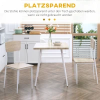 HOMCOM 3-delige eetset zitgroep eettafelset houten tafel MDF + metaal natuurlijke houtnerf + wit met 1 tafel + 2 stoelen | Aosom.de(m-4)