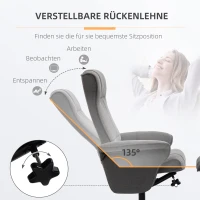 HOMCOM fauteuil met voetenbank, verstelbare rugleuning, 69 cm x 71 cm x 104 cm, donkergrijs+zwart(m-4)
